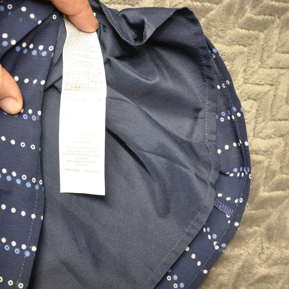 J.Crew Split Neck Blouse L Navy Blue New Dotted Stripe Ruffle Puff Sleeve (1829) - Picture 6 of 10
